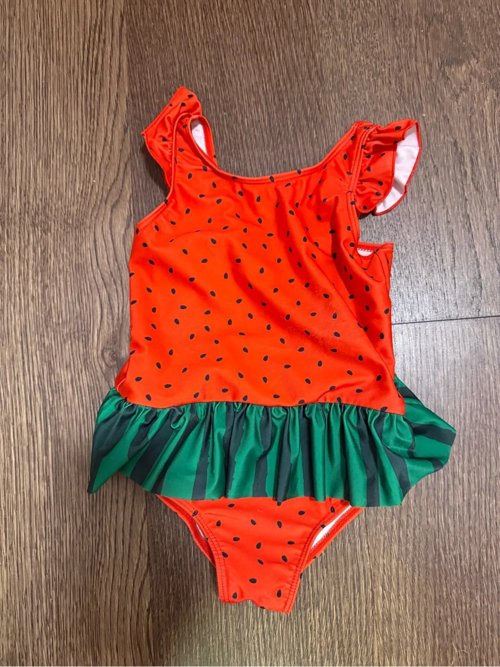 Kids Watermelon Ruffle One-Piece Swimsuit